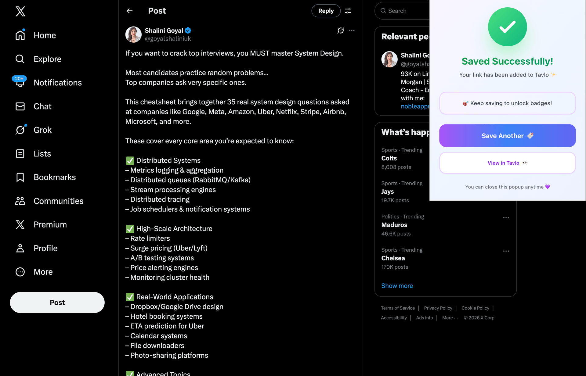Click Tavlo extension icon to save any link instantly